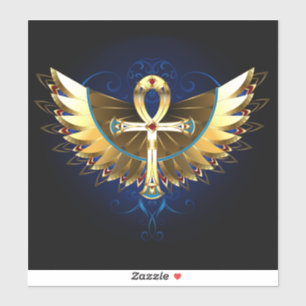 Gold Ankh mit Wings Aufkleber