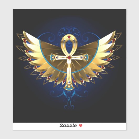 Gold Ankh mit Wings Aufkleber (Blatt)
