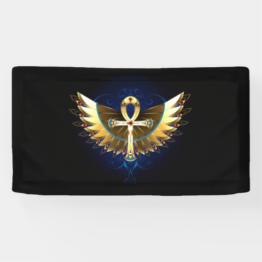 Gold Ankh mit Wings Banner (Horizontal)