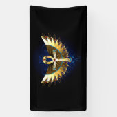 Gold Ankh mit Wings Banner (Vertikal)