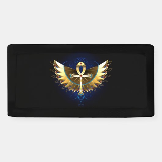 Gold Ankh mit Wings Banner (Horizontal)