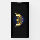 Gold Ankh mit Wings Banner (Vertikal)
