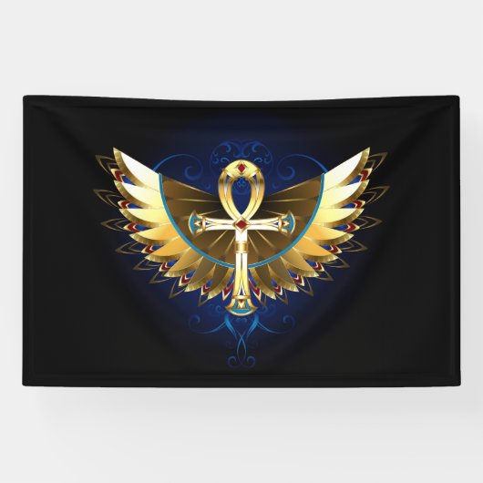 Gold Ankh mit Wings Banner (Horizontal)