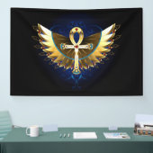 Gold Ankh mit Wings Banner (Messe)