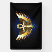 Gold Ankh mit Wings Banner (Vertikal)