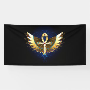 Gold Ankh mit Wings Banner