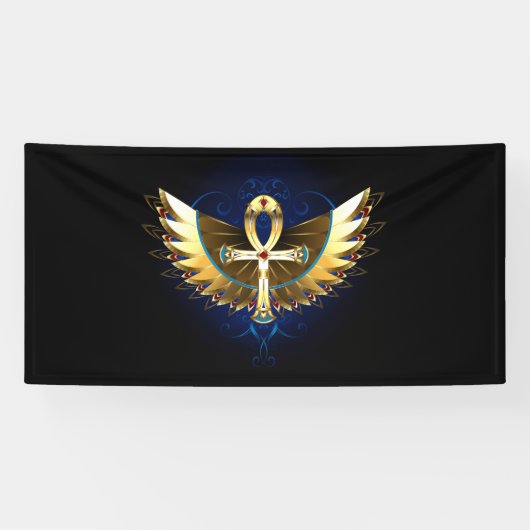 Gold Ankh mit Wings Banner (Horizontal)