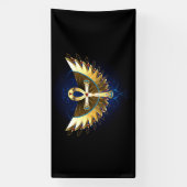 Gold Ankh mit Wings Banner (Vertikal)