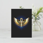 Gold Ankh mit Wings Begleitkarte (Stehend Vorderseite)