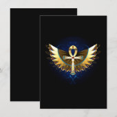 Gold Ankh mit Wings Begleitkarte (Vorne/Hinten)