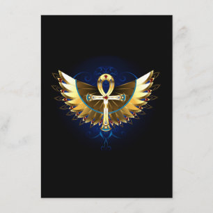 Gold Ankh mit Wings Begleitkarte