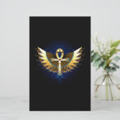 Gold Ankh mit Wings Briefpapier (Stehend Vorderseite)