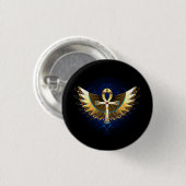 Gold Ankh mit Wings Button (Vorne & Hinten)