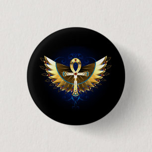Gold Ankh mit Wings Button