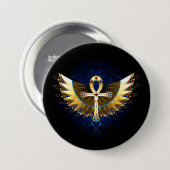 Gold Ankh mit Wings Button (Vorne & Hinten)