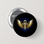 Gold Ankh mit Wings Button (Vorne & Hinten)