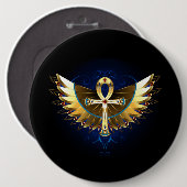 Gold Ankh mit Wings Button (Vorne & Hinten)