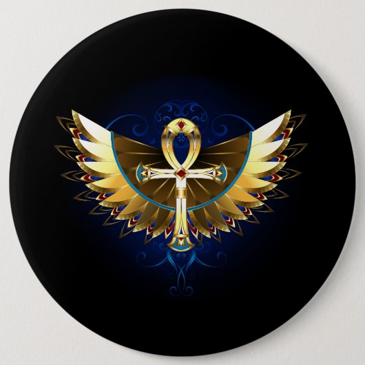Gold Ankh mit Wings Button (Vorderseite)
