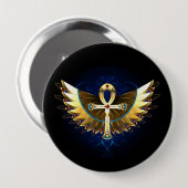 Gold Ankh mit Wings Button (Vorne & Hinten)