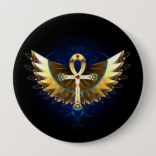 Gold Ankh mit Wings Button (Vorderseite)