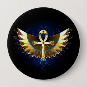 Gold Ankh mit Wings Button