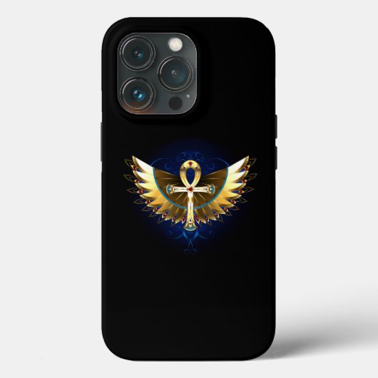 Gold Ankh mit Wings Case-Mate iPhone Hülle (Rückseite)