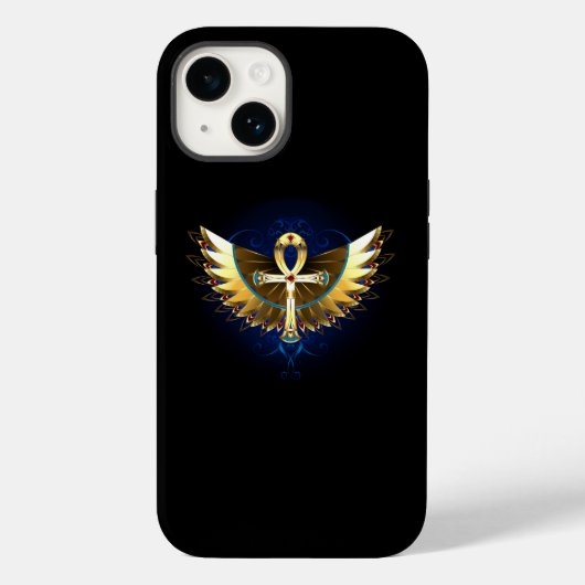 Gold Ankh mit Wings Case-Mate iPhone Hülle (Rückseite)