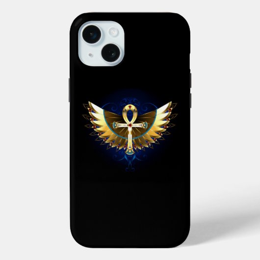 Gold Ankh mit Wings Case-Mate iPhone Hülle (Rückseite)