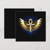 Gold Ankh mit Wings Dankeskarte (Vorne/Hinten)