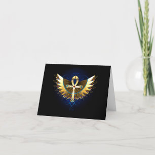 Gold Ankh mit Wings Dankeskarte