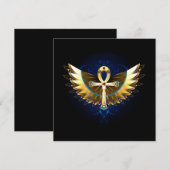 Gold Ankh mit Wings Einladung (Vorne/Hinten)