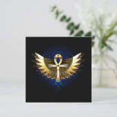 Gold Ankh mit Wings Einladung (Stehend Vorderseite)