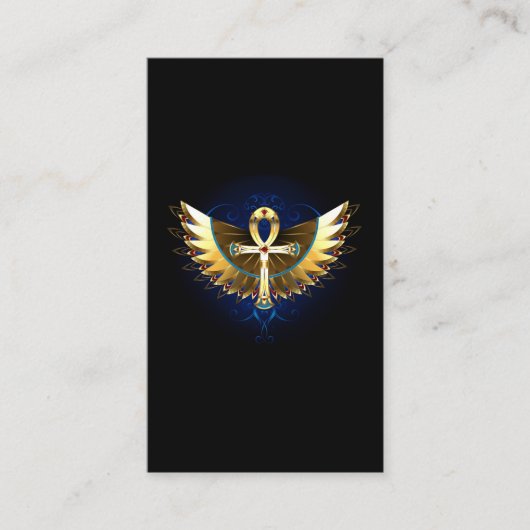 Gold Ankh mit Wings Empfehlungskarte (Vorderseite)