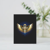 Gold Ankh mit Wings Feiertagskarte (Stehend Vorderseite)
