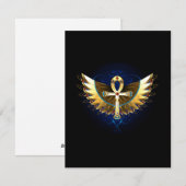 Gold Ankh mit Wings Feiertagskarte (Vorne/Hinten)