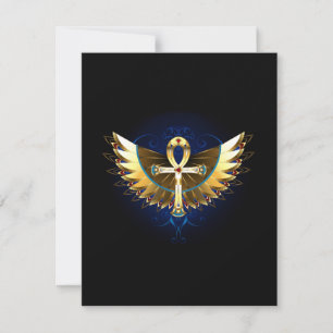 Gold Ankh mit Wings Feiertagskarte