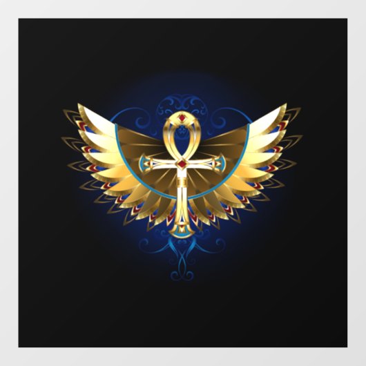 Gold Ankh mit Wings Fensteraufkleber (Blatt)