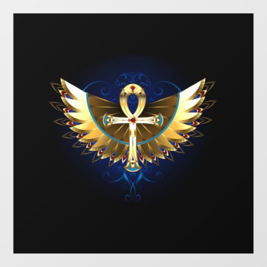 Gold Ankh mit Wings Fensteraufkleber (Blatt)