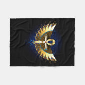 Gold Ankh mit Wings Fleecedecke (Vorderseite (Horizontal))