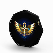 Gold Ankh mit Wings Fotoblock (Rechts)