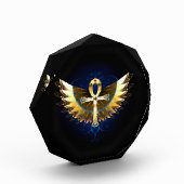 Gold Ankh mit Wings Fotoblock (Links)