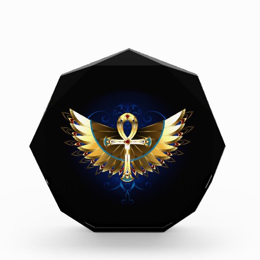 Gold Ankh mit Wings Fotoblock (Vorderseite)