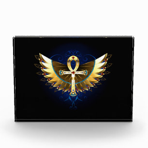 Gold Ankh mit Wings Fotoblock