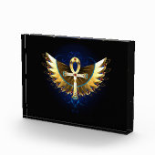 Gold Ankh mit Wings Fotoblock (Rechts)