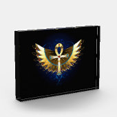 Gold Ankh mit Wings Fotoblock (Links)