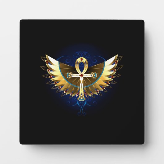 Gold Ankh mit Wings Fotoplatte (Vorderseite)