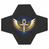 Gold Ankh mit Wings Fußball (Flach)