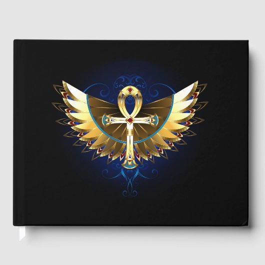 Gold Ankh mit Wings Gästebuch (Vorderseite)