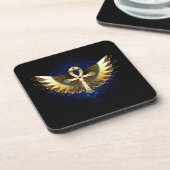 Gold Ankh mit Wings Getränkeuntersetzer (Linke Seite)