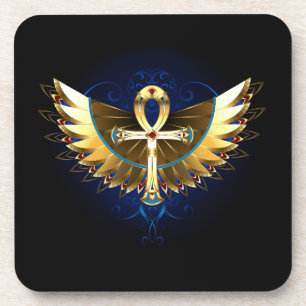 Gold Ankh mit Wings Getränkeuntersetzer